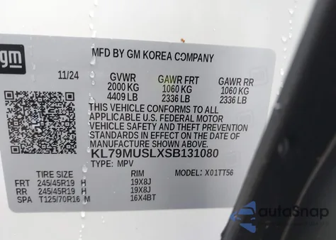 2025 Chevrolet Trailblazer Awd Rs from USA, damaged, VIN KL79MUSLXSB131080